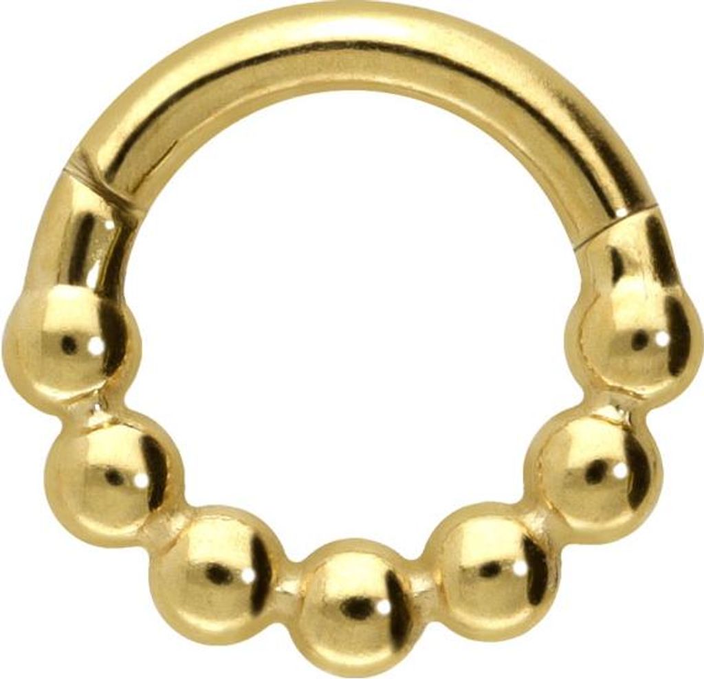 Ohrpiercing, Nasenpiercing, Septum Piercing Chirurgenstahl Segmentring Clicker KUGELN Gold Innendurchmesser: 6mm + Stabstärke: 1,2mm