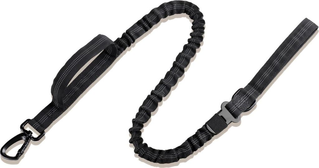 INF Reflektierende Bungee-Hundeleine, 100-130cm, gepolsterter Griff Schwarz