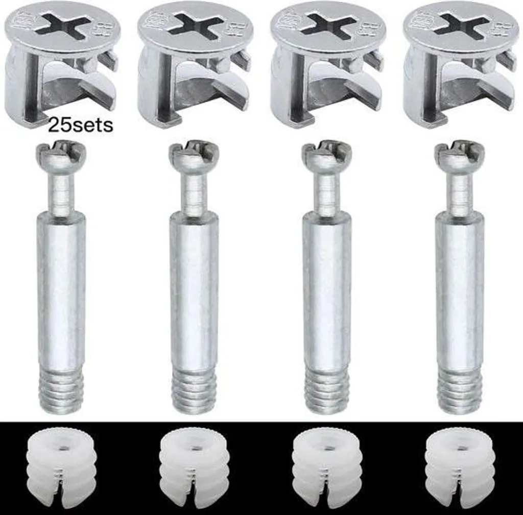 Kit de 25 raccords excentriques 14,5mm avec goujons M6 pour meubles
