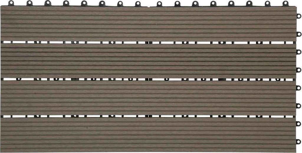 WPC Terrassenfliesen - Fliesen 30 x 60 cm - Klicksystem - Für Terrasse & Garten - Set mit 6 - Deckt 1 m² ab - Hellgelb