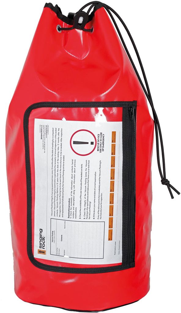 Singing Rock Rettungsbeutel 30 Liter wasserdicht, ovaler Boden, transparente A4-Tasche