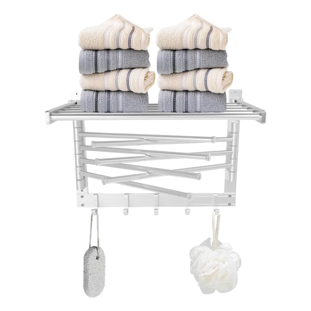Porte-serviettes pliable pour petite salle de bain 7 barres alu et crochet