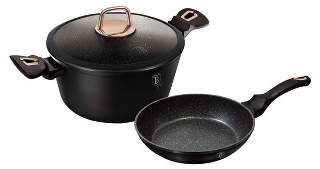 BERLINGERHAUS Geschirrset mit Titanoberfläche 3-tlg. Black Rose Collection BH-8167