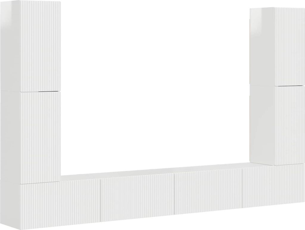 TV-Schrankset 8 pcs Hochglanz Weiß Holzwerkstoff