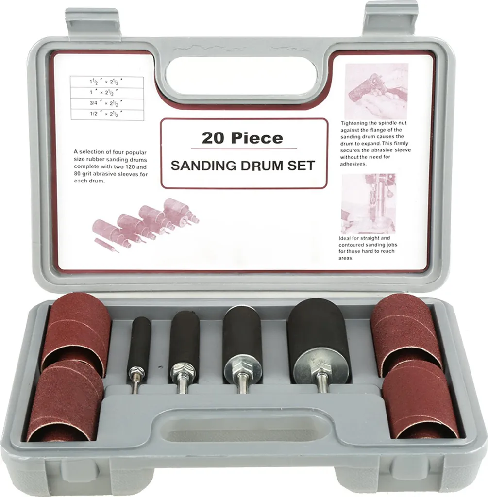 Outil de polissage métal 20 pièces kit tambour avec étui de transport