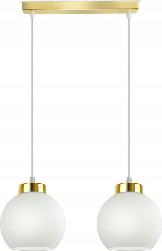 LUXOLAR Pendelleuchte - Deckenleuchte 2 flammig Weiß Gold E27 60W - Hängelampe wohnzimmer für Wohnzimmer, Küchen - Weiß Glas Kugeln