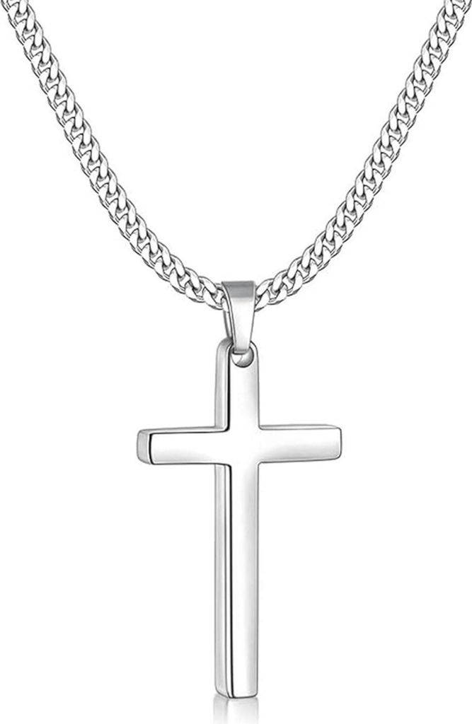Chaîne Croix pour hommes en acier inoxydable Argent/Noir/Or Image du produit 