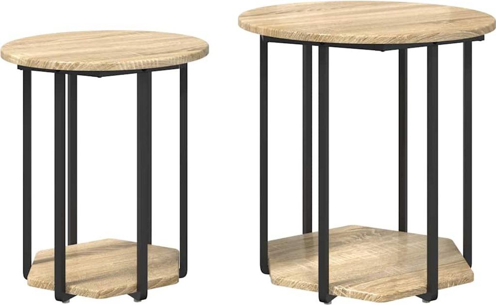 vidaXL Beistelltisch-Set mit Regal 2 pcs Braun