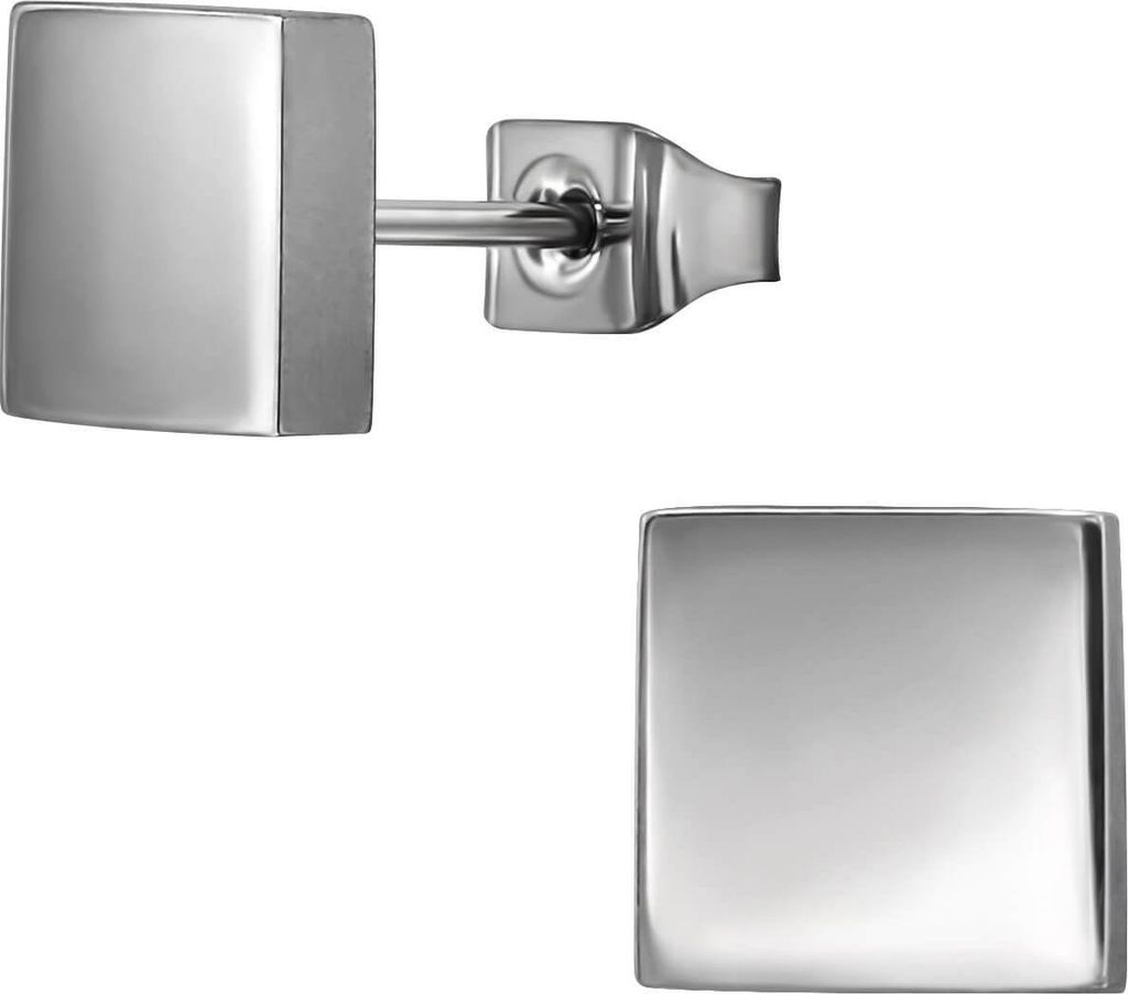 Titan Ohrringe Ohrstecker mit Quadrat 7mm
