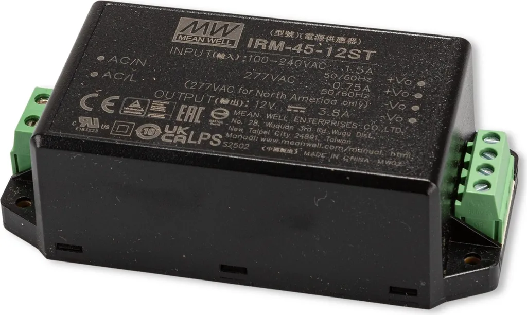Alimentation rail PCB 45W 12V IRM-45-12ST idéale pour automatisme et IoT