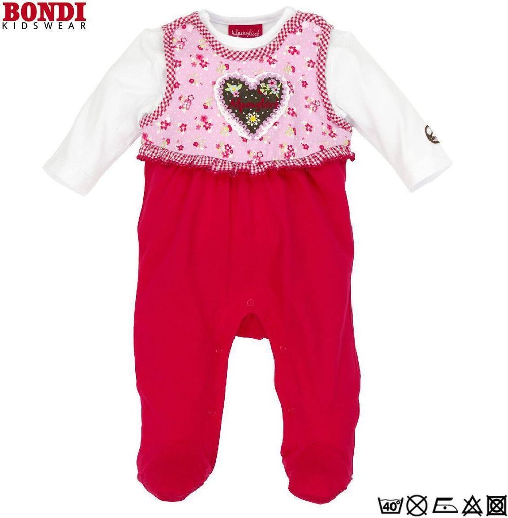 BONDI KIDSWEAR Baby Strampler ́Herz Alpenglück ́ rot – bequem und stilvoll