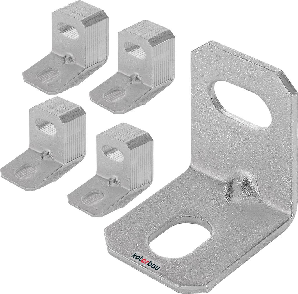 KOTARBAU 50er Set Verstellwinkel 25 x 25 x 18 mm Einfassungswinkel Winkelverbinder Eurowinkel Langloch Regulieröffnung Sicke Holzverbinder Monta...
