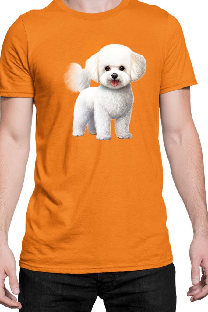 Herren T-Shirt Dogs Breeds Bichon Frise Dog Breed 005, Man 2XL / Orange