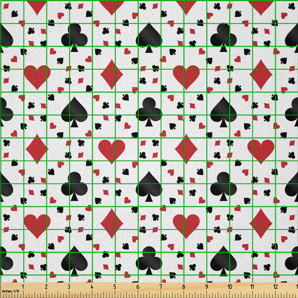 ABAKUHAUS Kasino Microfaser Stoff als Meterware , Poker Cards Werbung Urlaub Getaways Tourist Destinations Vergnügen Kunstdruck, 3 M (230 x 300 cm...