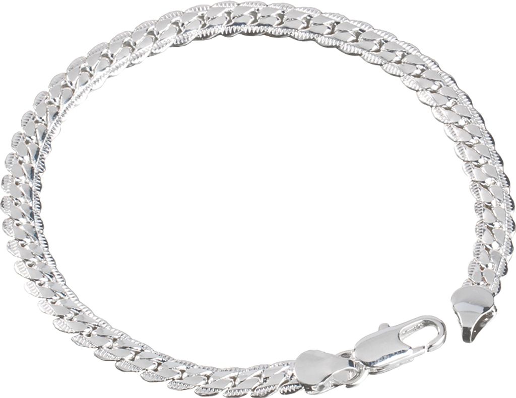 Modisches Herren-Armband mit flacher Bordsteinkante, versilbert, schlichtes Design, Schmuck, Geschenk