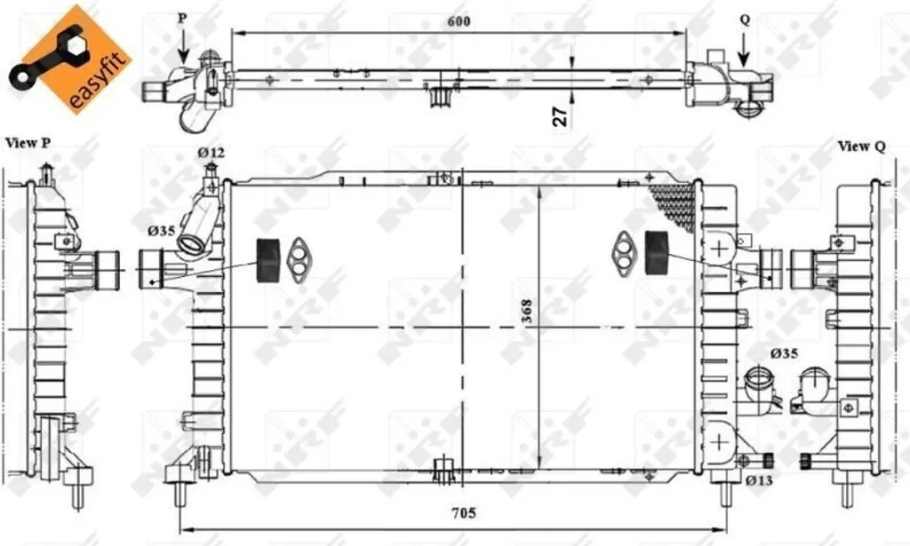 Radiateur de Rechange Astra H pour Refroidissement Moteur OE 1300268