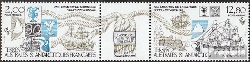 Briefmarken Französ. Gebiete Antarktis 1985 Mi 206-207 Dreierstreifen (kompl.Ausg.) postfrisch 30. Jahrestag