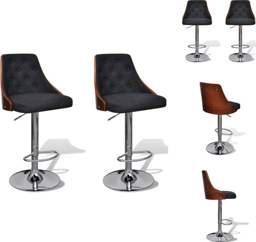vidaXL Barhocker 2 Stk. Bugholz und Stoff - Barhocker