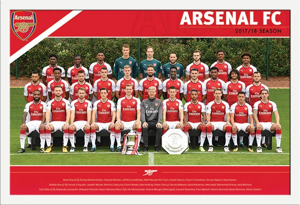 Poster Arsenal FC Photo Equipe 17/18 avec Cadre Blanc Maxi Shinsuke