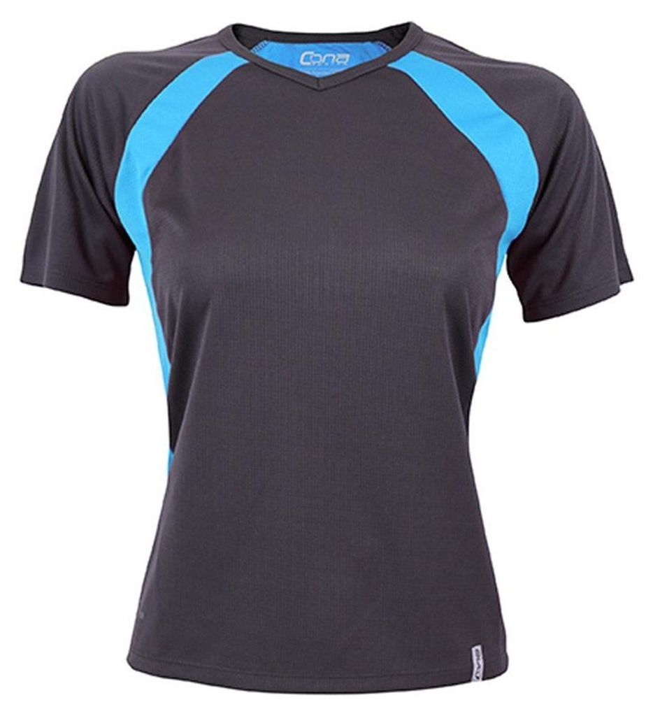 Cona Sports - "Pace Tech" T-Shirt für Damen LT3343 (S) (Anthrazit/Azure Blau)