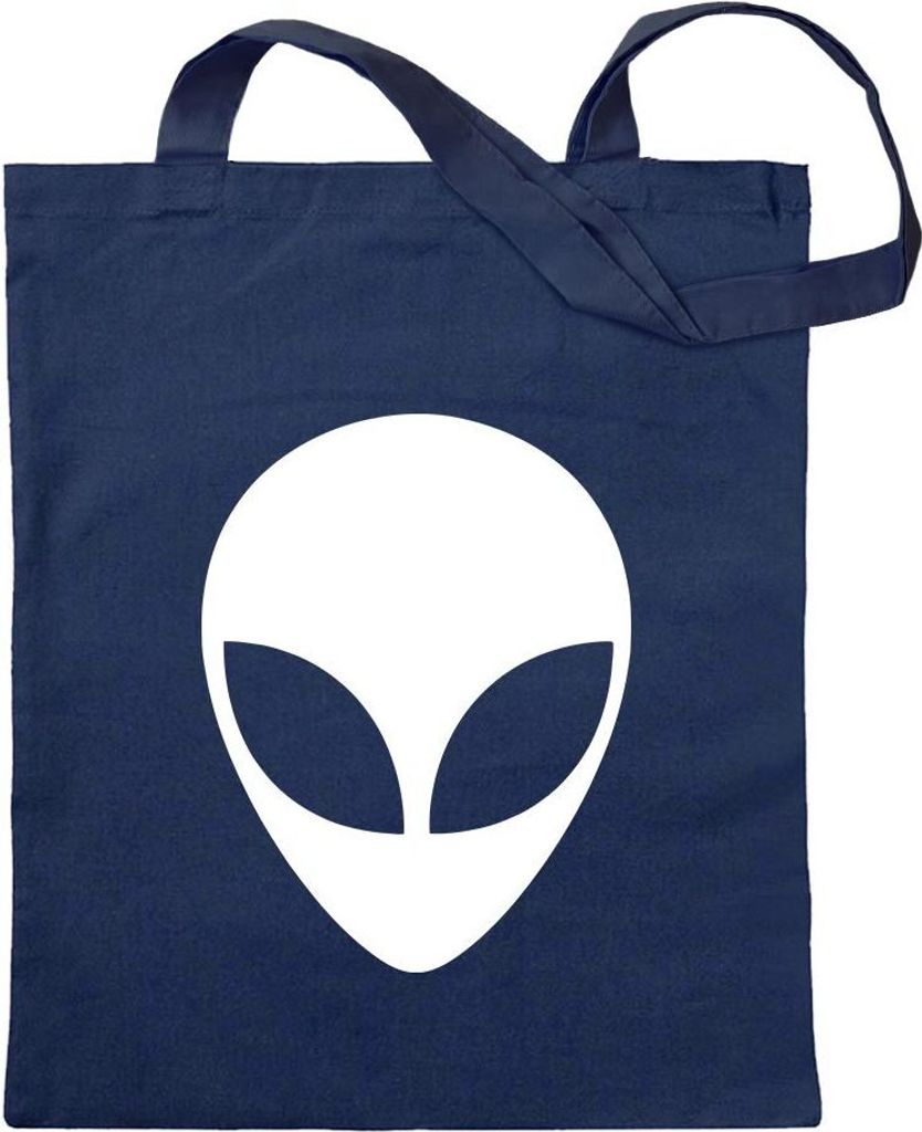 Kiwistar - Baumwolltasche - dunkelblau - Alien - Tragetasche Stoffbeutel Umhängetasche langer Henkel