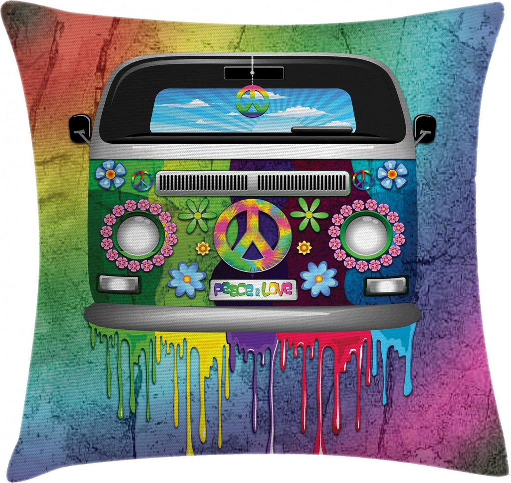 ABAKUHAUS Bunt Kissenbezug, Old Style Hippie von, Waschbar mit Reißverschluss Kissenhülle mit Farbfesten Klaren Farben Beidseitiger Druck, 40 x 4...