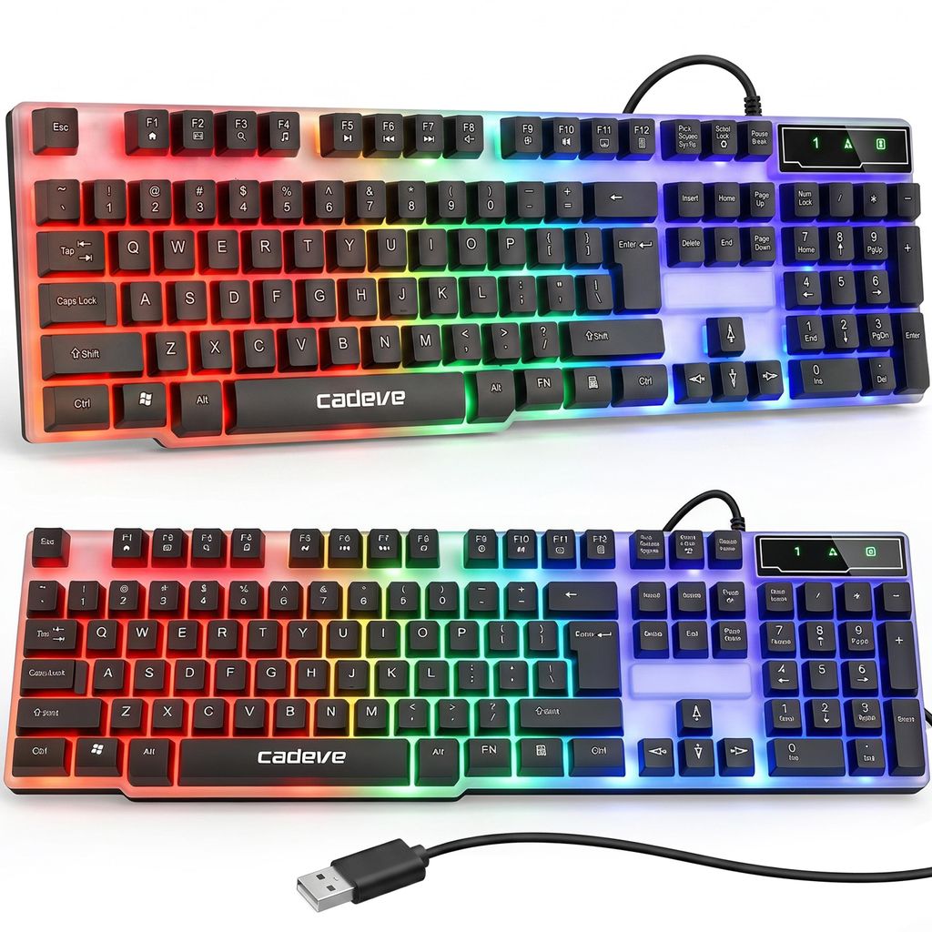 RGB LED Tastatur Gaming Gaming-Tastatur mit Beleuchtet Keyboard Pro Gamer RGB-Beleuchtung USB PC PS3 PS4 Windows EU Layout QWERTY Weiß Retoo
