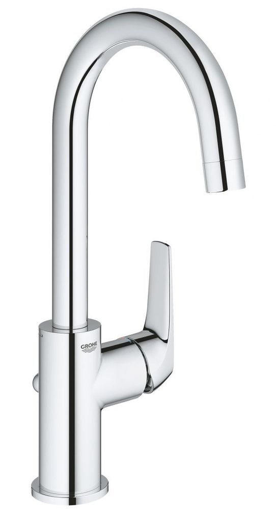 GROHE Start Flow, Waschtischarmatur hoch, wassersparend (Wasserhahn für das Bad, Badarmatur mit Zugstangen Ablauf, 31cm hoch, einfache Installatio...