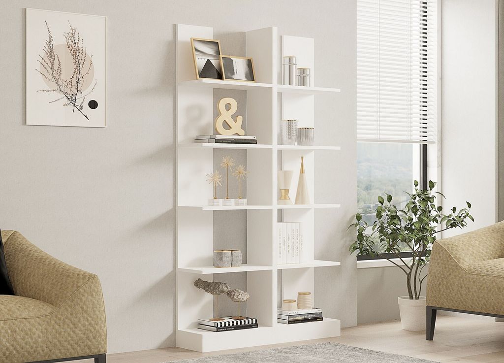 Skye Decor, İkiz - White, Bücherregal, Weiß, 100 % MELAMINBESCHICHTETE SPANPLATTEN, 100 x 25,8 x 180 cm