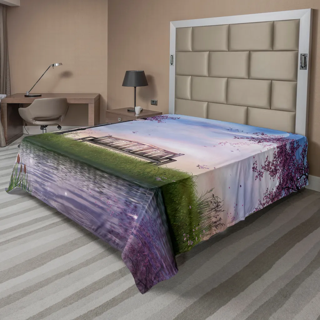 Drap Supérieur Doux Motif Lune et Rivière 244 x 205 cm Multicolore Zen