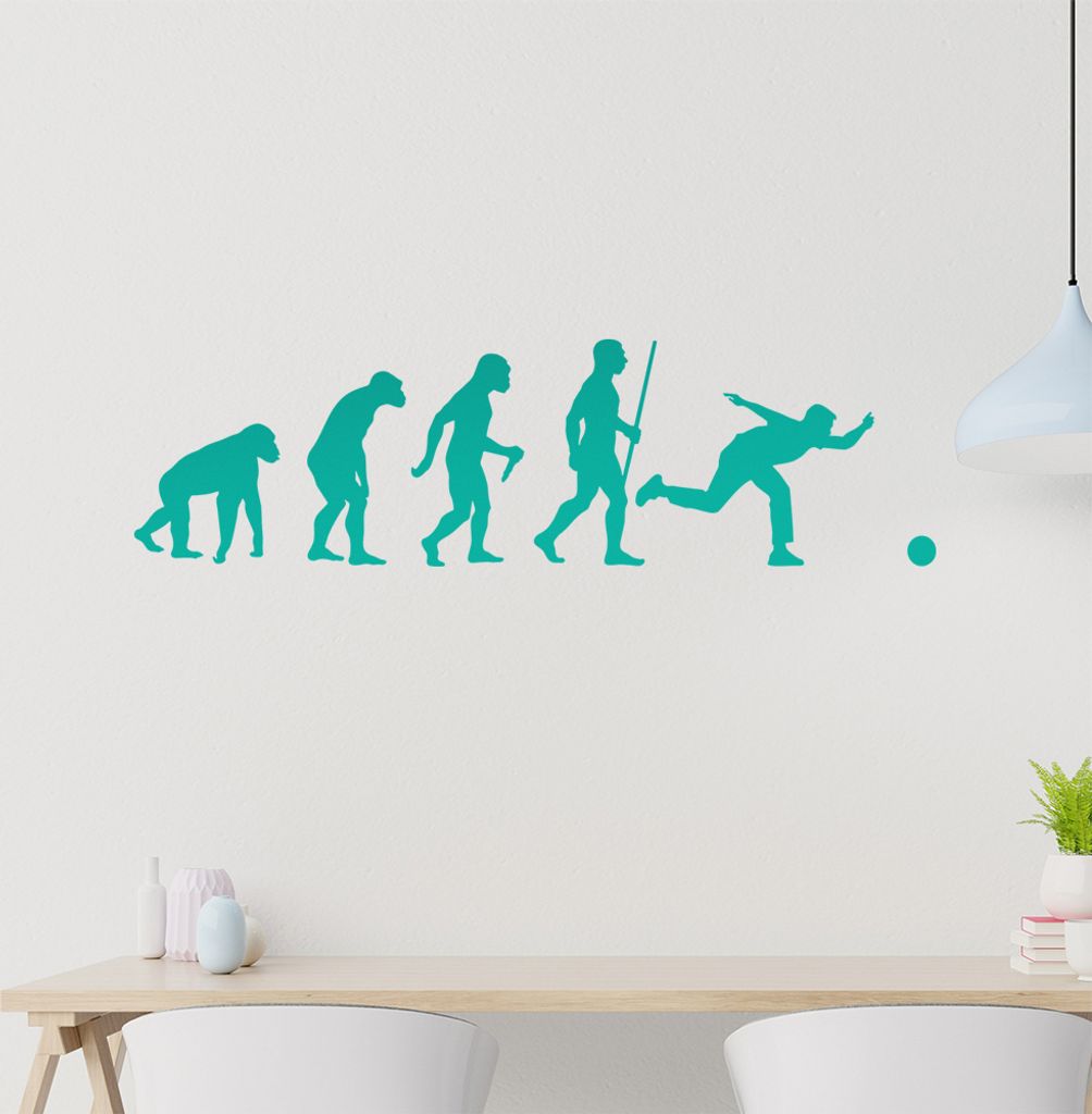 Bowling Kegeln Evolution Wandtattoo Wandaufkleber Wall Sticker - Dekoration, Küche, Wohnzimmer, Schlafzimmer, Badezimmer