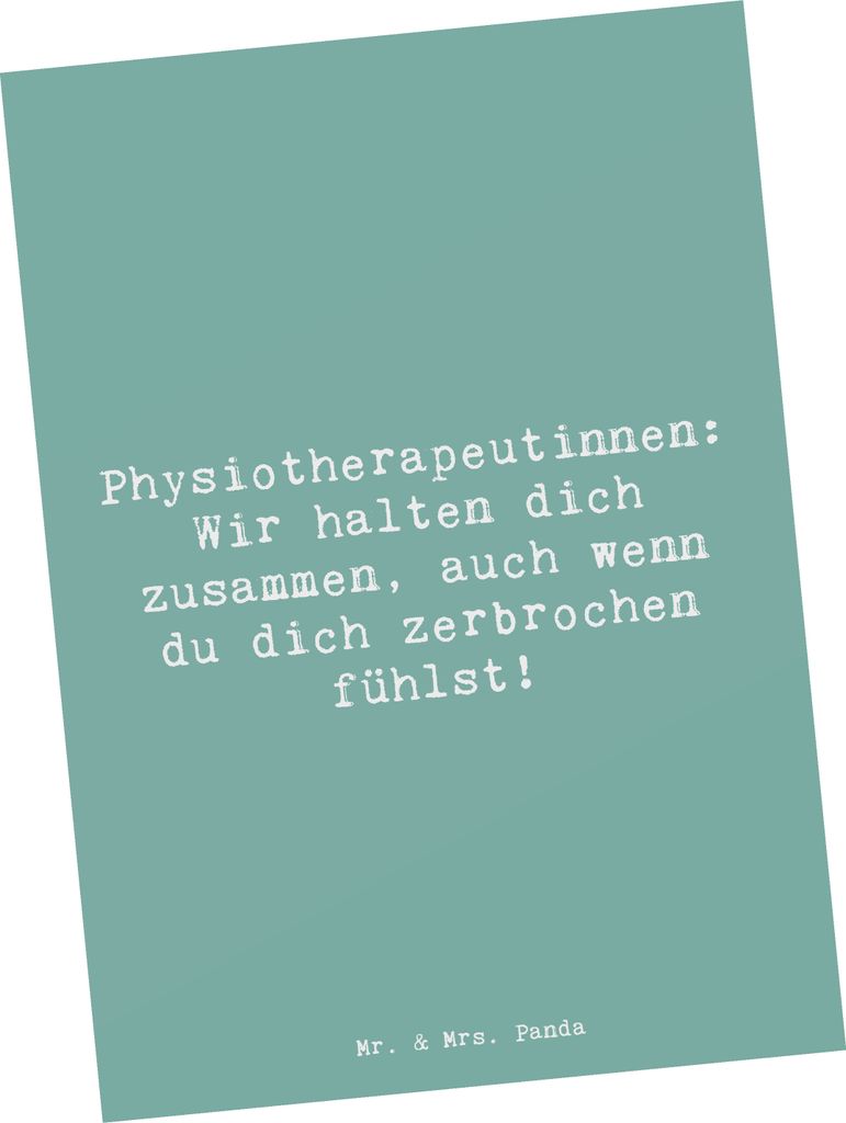 Mr. & Mrs. Panda Postkarte Spruch Physiotherapeutin Zusammenhalt - Meeresbrise - Geschenk, Berufsgestaltung, Ansichtskarten, Heilung, Wärme, Beruf...