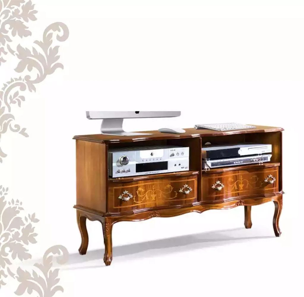 Klassisches Lowboard TV-Ständer RTV Schrank Schubladen Holz Design Neu