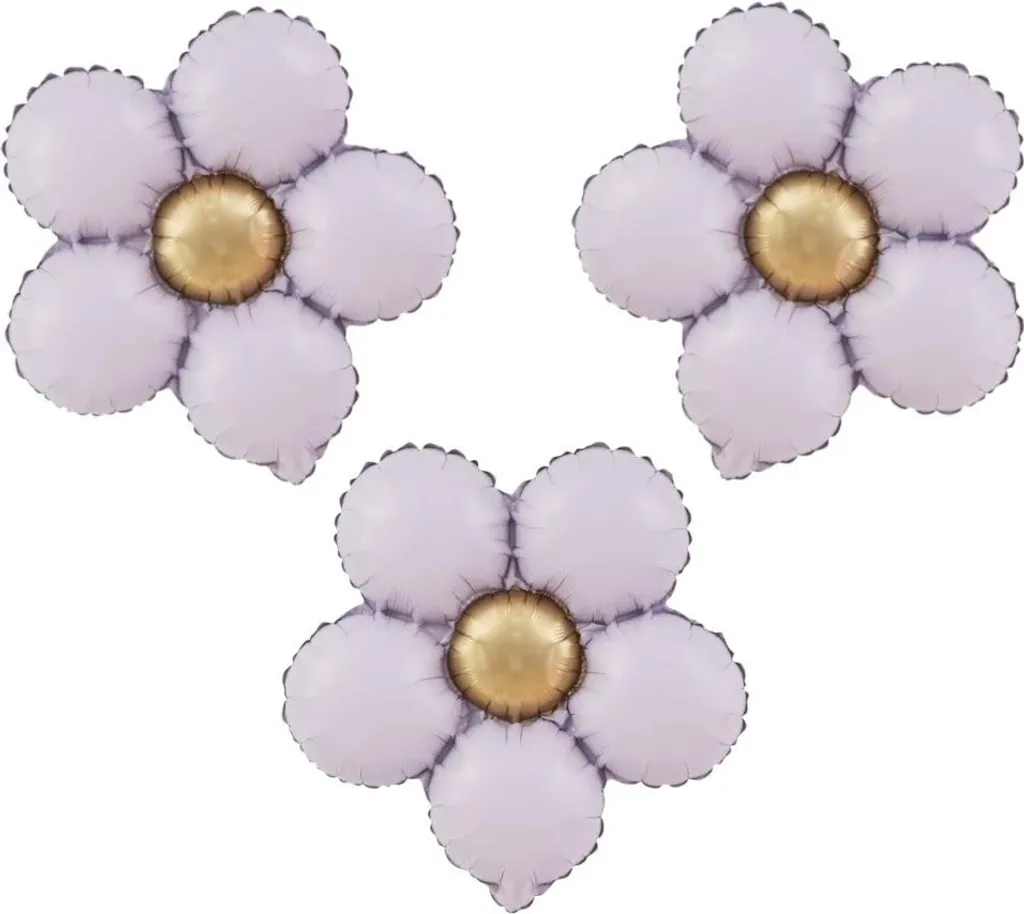 Ballons décoratifs fleurs lilas marguerite 51x43 cm pour fête - 3 unités