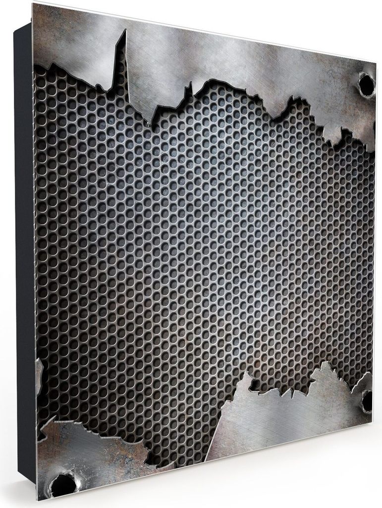 Nachbildung-Schlüsselkasten, Magnetpinnwand und Memoboard mit Glasfront Motiv Löcher in Metallwand