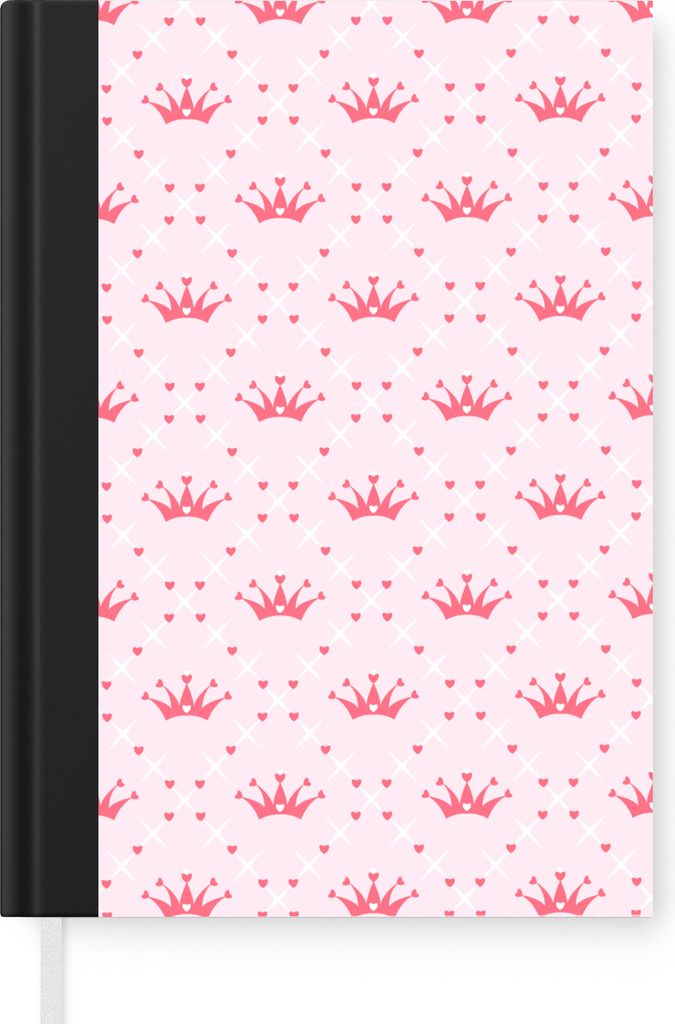 MuchoWow Notizbuch Tagebuch Haushaltsbuch Notebook A5 Krone - Muster - Rosa - Notizblock - Notizheft - Notebook - Schreibblock - Papier
