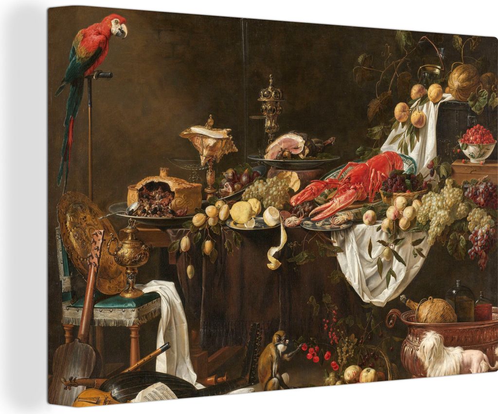 OneMillionCanvasses - Leinwandbilder - 150x100 cm, Stilleben im Druck - Adriaen van Utrecht - Ölfarbe, Wandbilder Kunstdruck Wanddekoration - Fo...