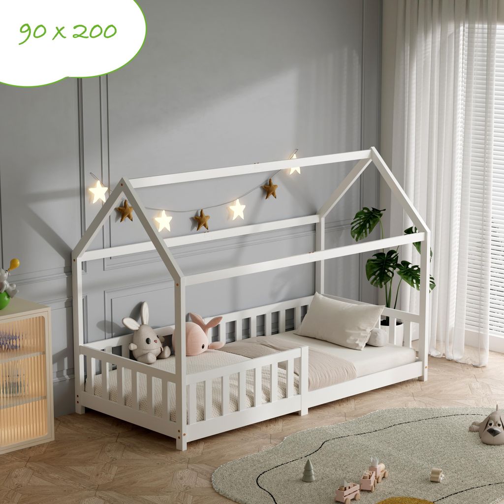 Detská posteľ 90×200 s ochranou proti pádu a roštom, Obrázok produktu 