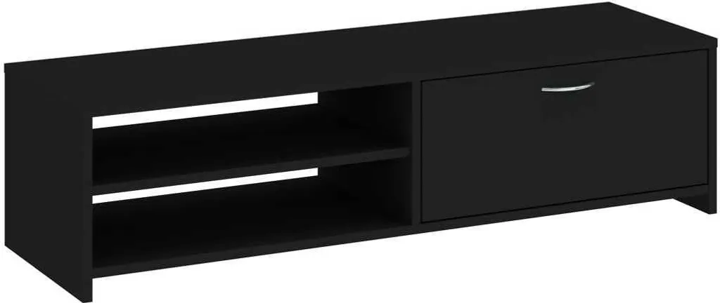 Meuble TV LAMPASES noir - Organisateur multimédia pour salon et chambre