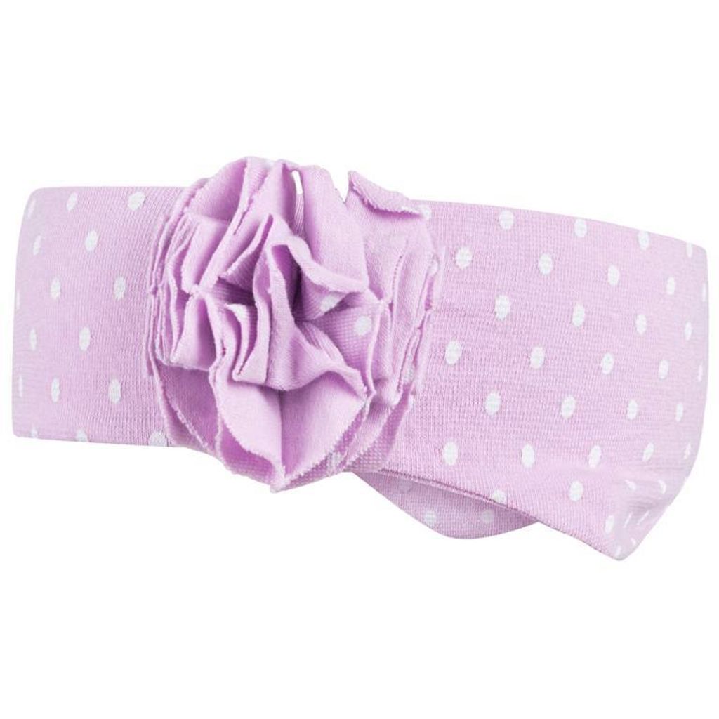 Stirnband Mädchen Baby Baumwolle Kinder Blume Punkte Frühling Herbst Übergang, Flieder, Gr. 44/46