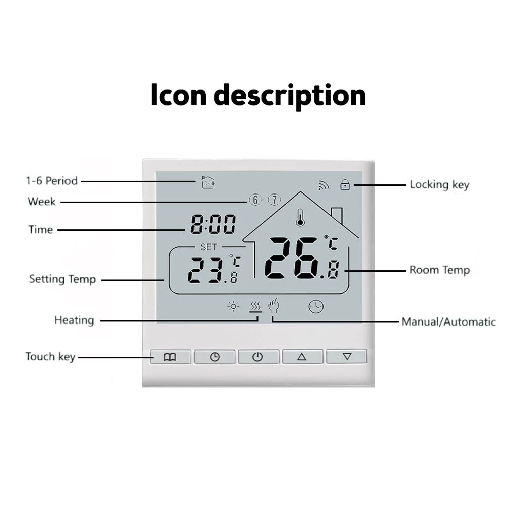 8x Smart WIFI Thermostat 5+2 Programmierbarer Digital LCD Raumthermostat fuer 3A Wassererwaermung thermostat LCD-Display Smart Temperaturregler The...
