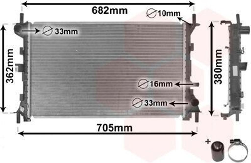 VAN WEZEL 18002264 - OE 1061180 Kühler, Motorkühlung für Focus (DAW, DBW), Focus (DFW), Focus (DNW)