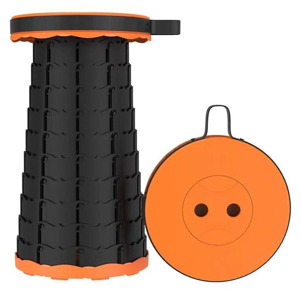 Runder Teleskop Hocker - Klappbarer Campinghocker - 2er Set - Höhenverstellbar 9–43,5 cm - Tragkraft 200 kg - Sitzfläche Ø 25 cm - Farbe E