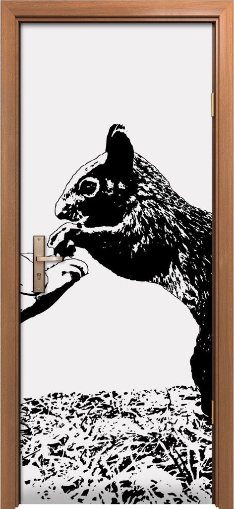 Türposter 80x200 cm Türaufkleber Türtapete Türfolie Klebefolie Eichhörnchen isst Erdnüsse