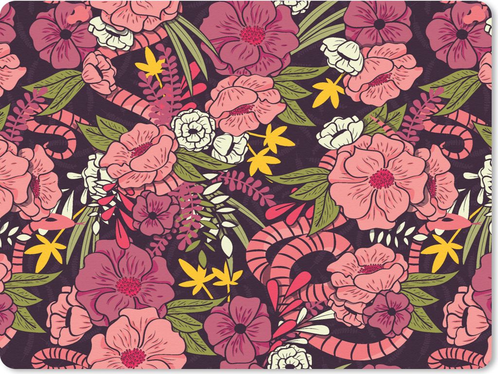 MuchoWow Mauspad Mousepad Dschungel - Blumen - Muster 40x30 cm - Mousepads - Maus Mat - Pad - Mausunterlage - Anti Rutsch