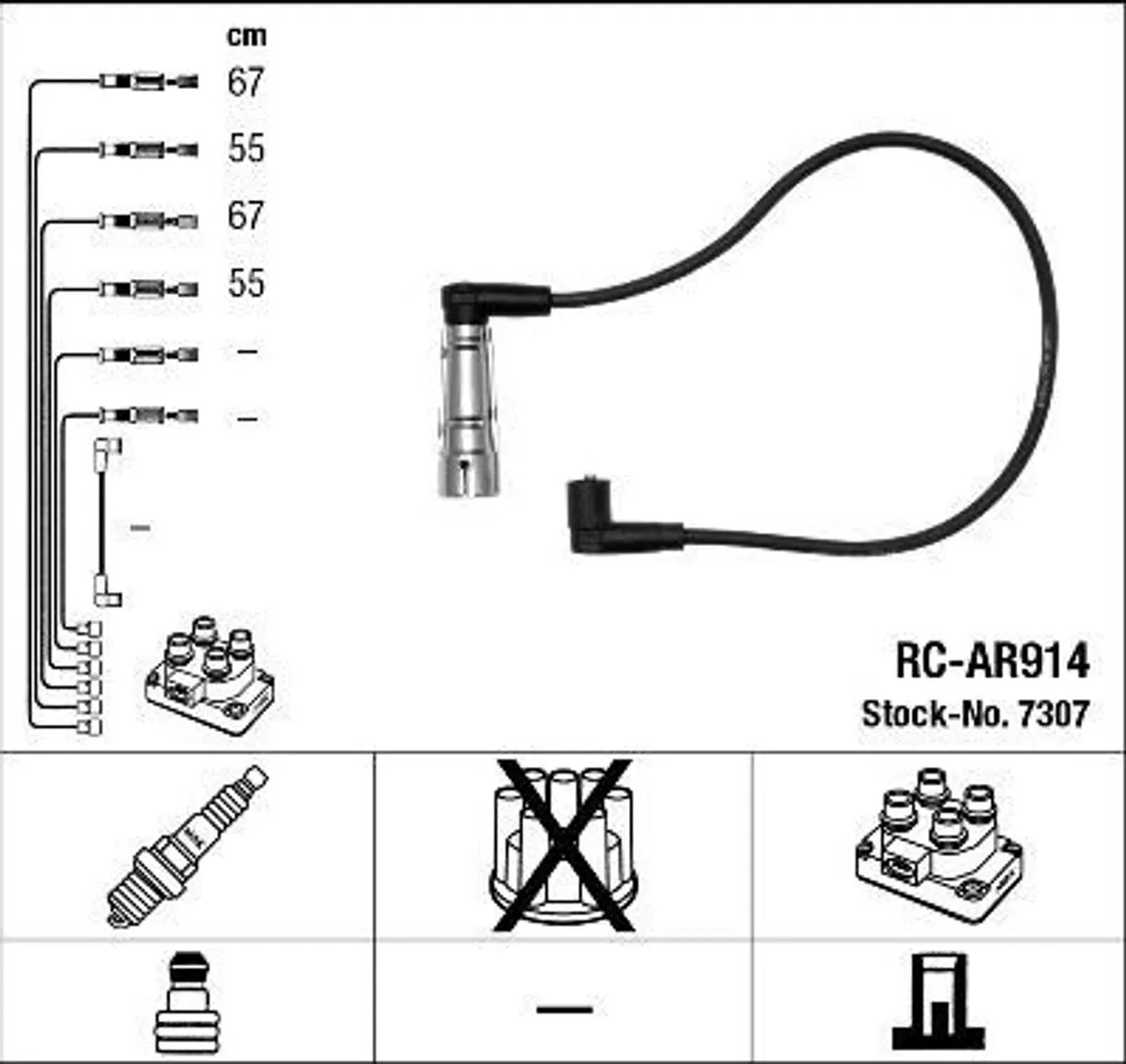 Faisceau d'allumage NGK 7307 contre les ratés moteur Alfa Romeo 145 et 146