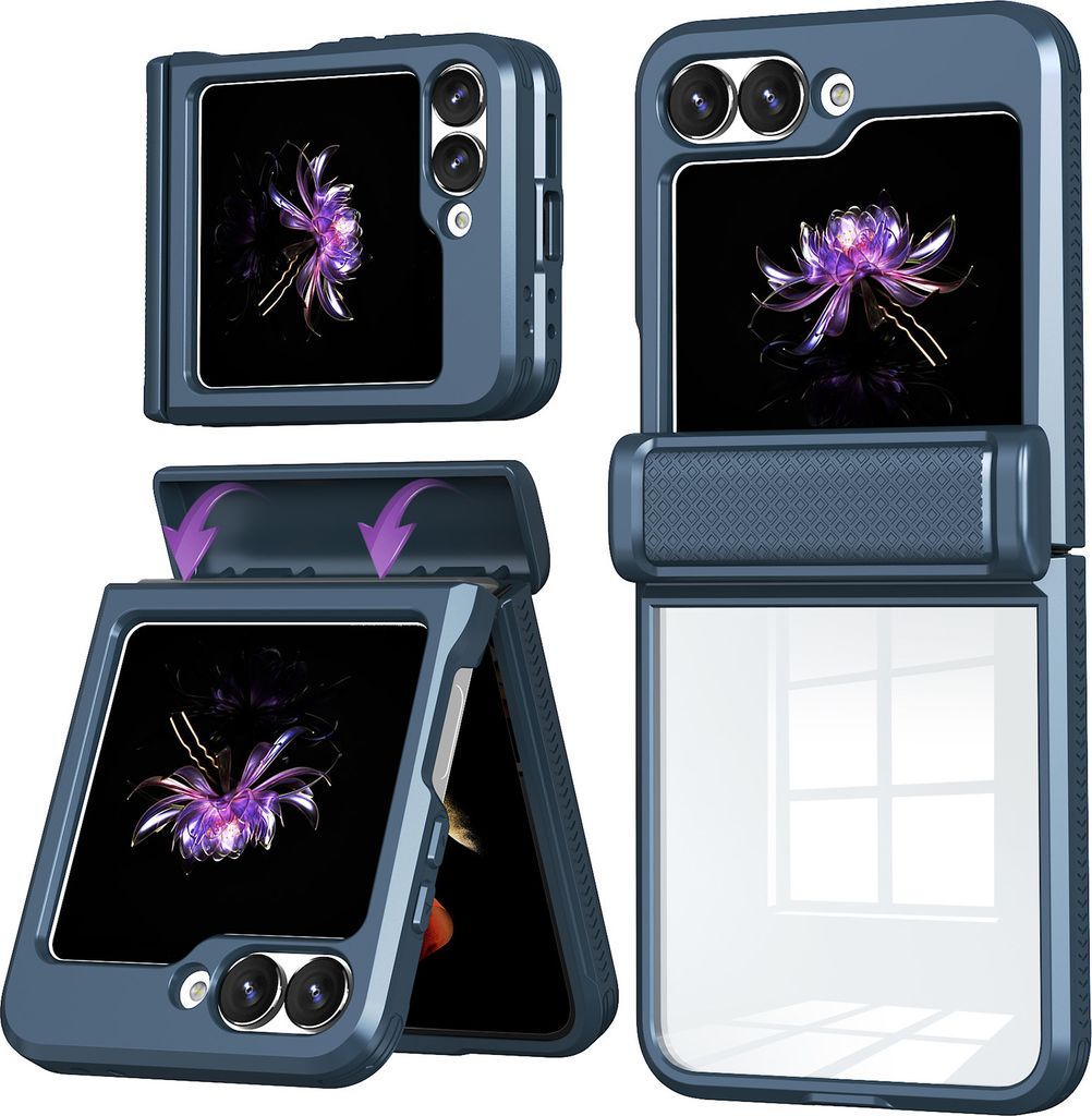 Hülle für Samsung Galaxy Z Flip 6 / Z Flip 7 FE Transparent TPU Bumper Schutzhülle mit Scharnierschutz Schwarz