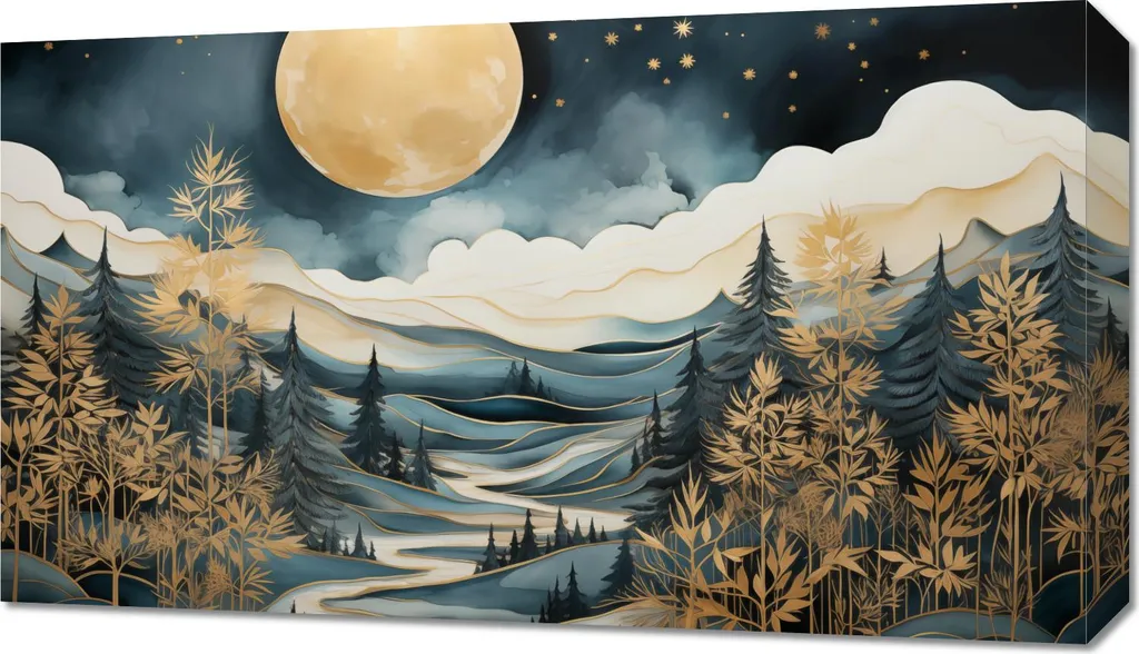 Acquista Quadro Foresta Notturna 70x40 cm - Stampa Artistica su Tela