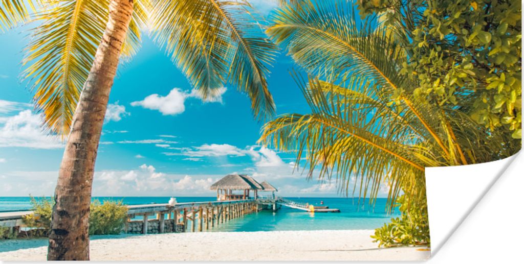 MuchoWow Poster Strand - Palme - Meer 150x75 cm - ohne Rahmen