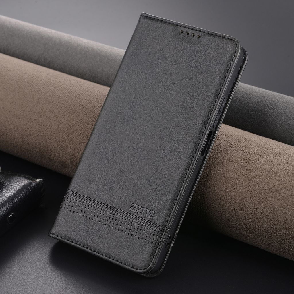 Leder Hülle für Xiaomi Redmi Note 13 5G, Klapphüllen Brieftasche Magnetverschluss Ständer Schutzhülle Schwarz